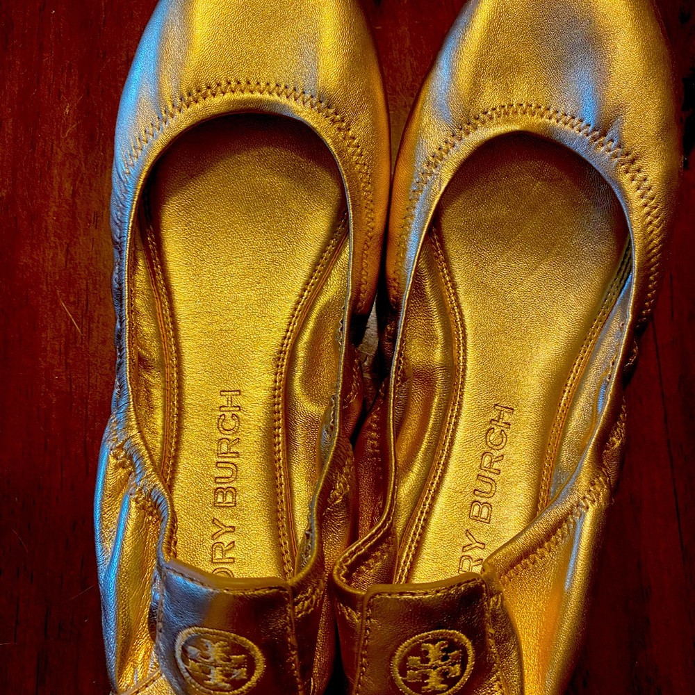 Tory Burch gold flats 10